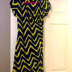 Navy and yellow geo print dress.